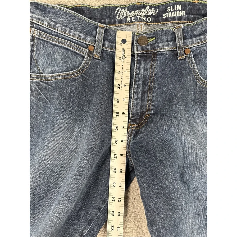 Wrangler Retro Jeans Mens‎ 30x30 (32x30) Blue Slim Straight Denim Distressed